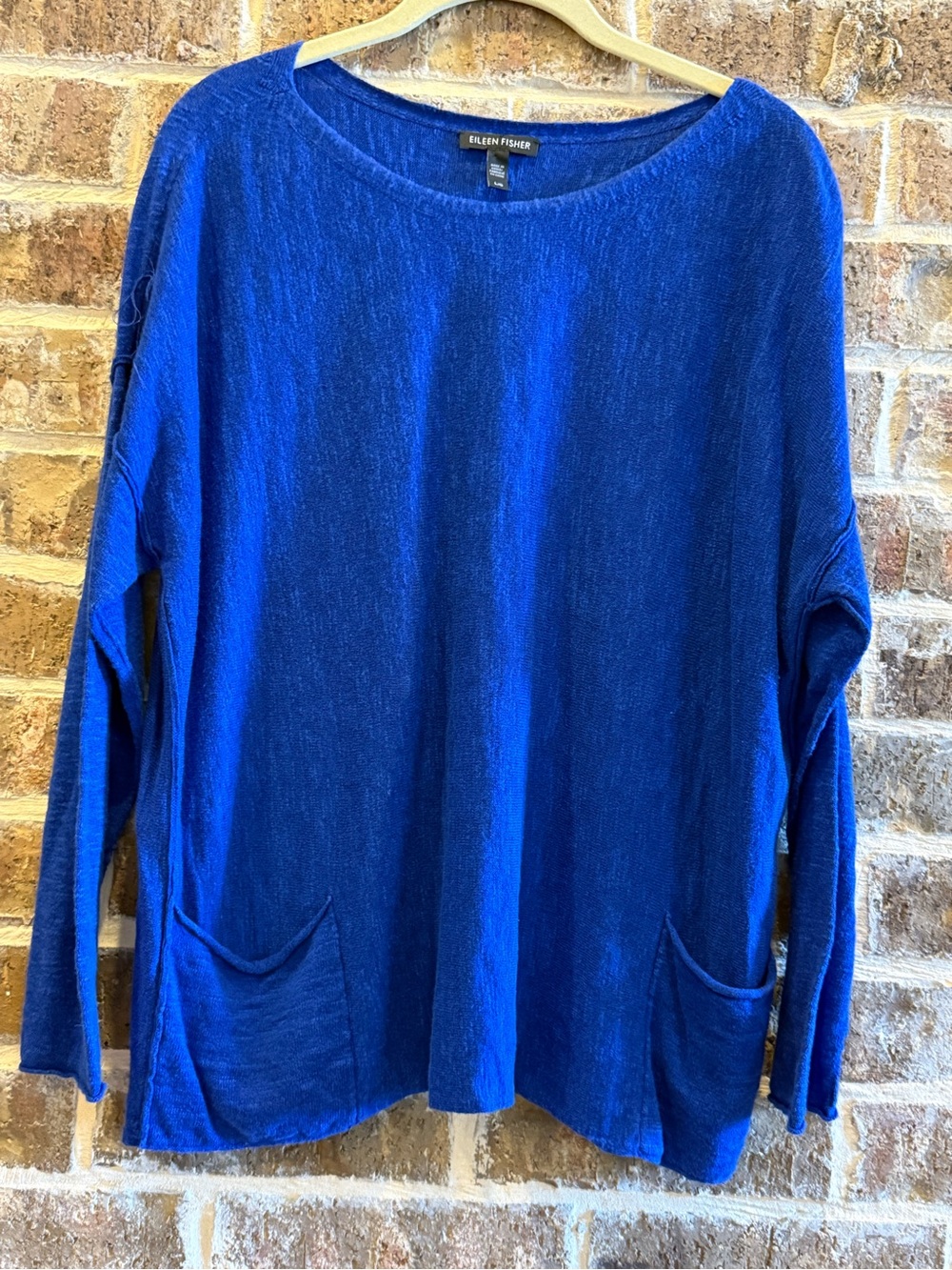 Eileen Fisher Royal Blue Organic Linen Knit Front Pocket 🌺🌸🌺 L